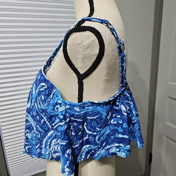 Torrid Blue Paisley Sleeveless Tank Bikini Top - Picture 4 of 5